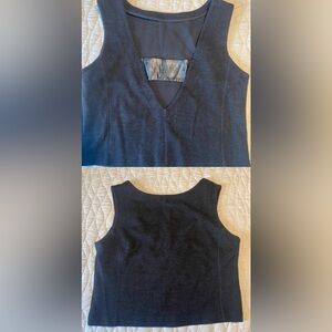 Banana republic low back cropped tank shell with vegan leather detail. Size 14.